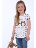 Girls\' blouse with patterns, white NDZ8197 - Online store - Boutique